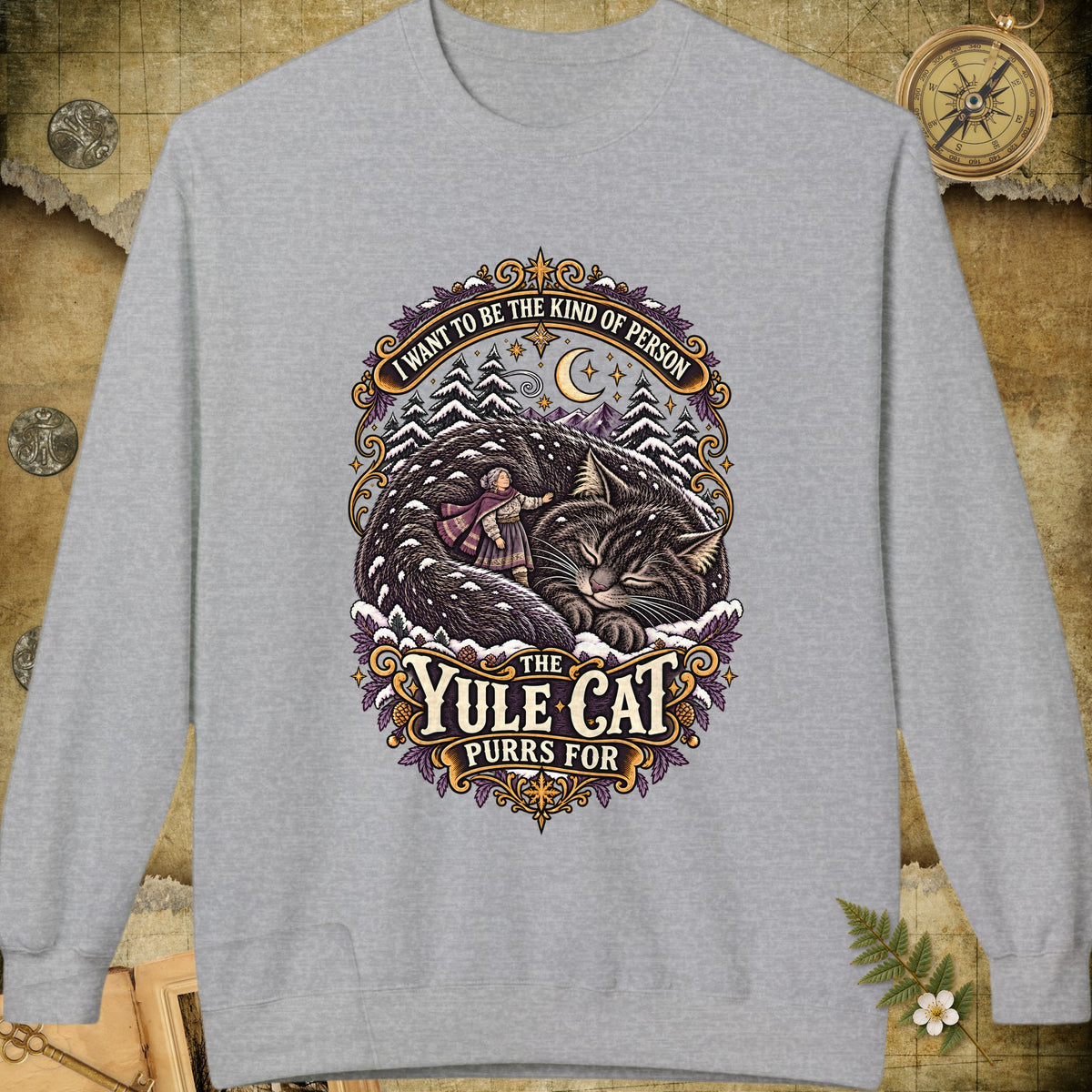 The Kind Of Person The Yule Cat Purrs For Sweatshirt - Sport Grey