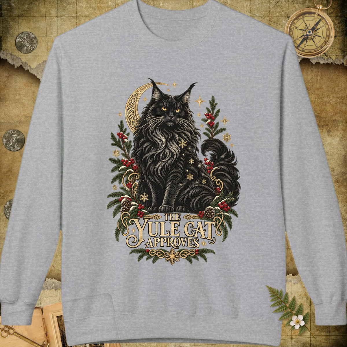 The Yule Cat Approves Sweatshirt - Sport Grey