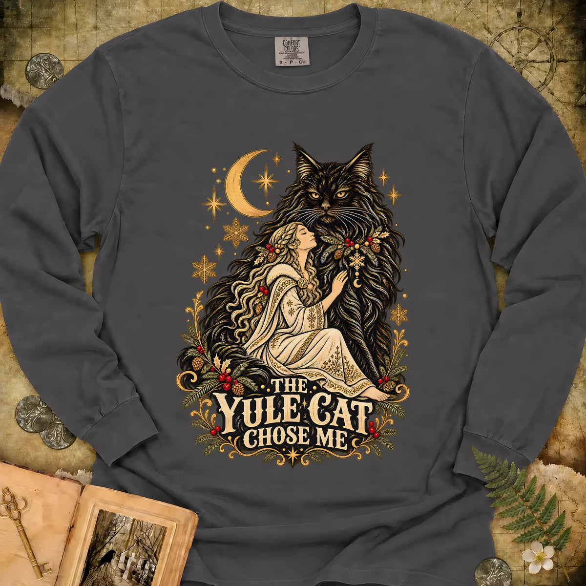 The Yule Cat Chose Me Long Sleeve T-Shirt - Pepper