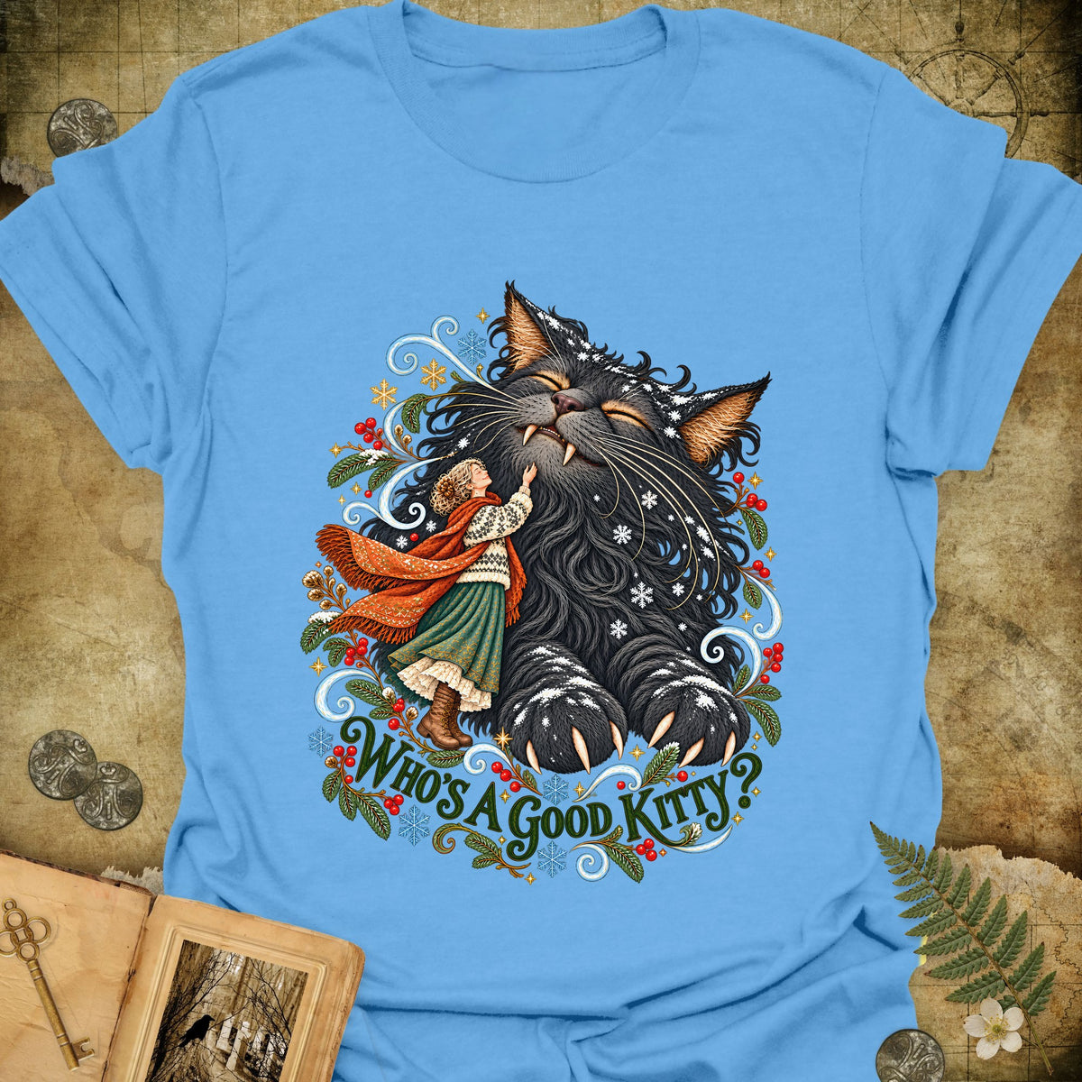 Who's A Good Kitty T-Shirt - Carolina Blue