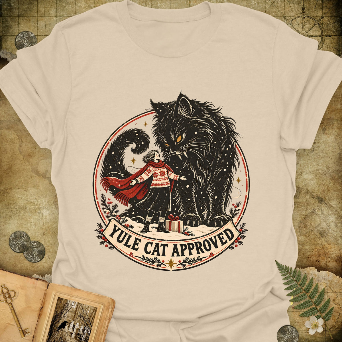 Yule Cat Approved T-Shirt - Sand