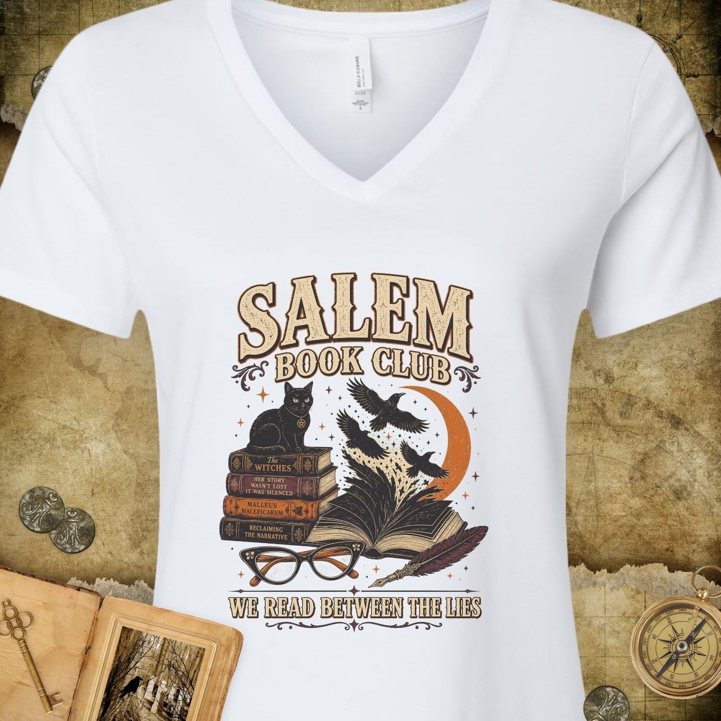 Salem Book Club V-Neck T-Shirt