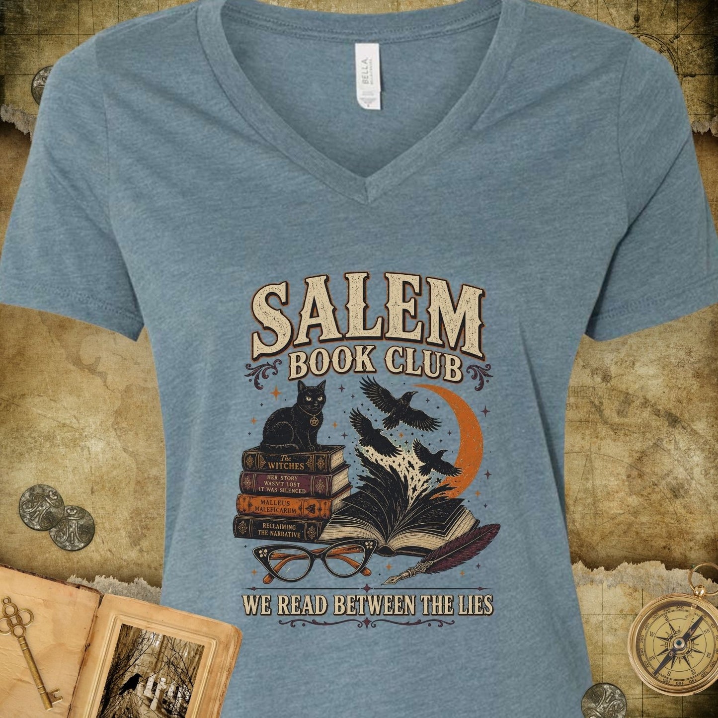 Salem Book Club V-Neck T-Shirt