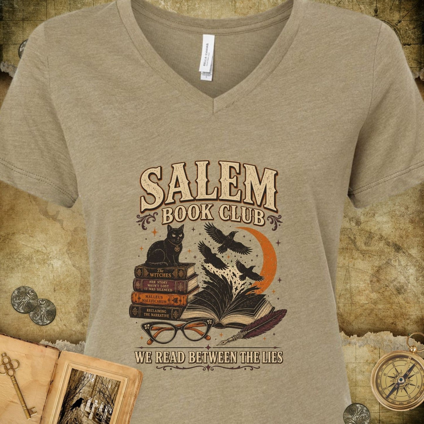Salem Book Club V-Neck T-Shirt
