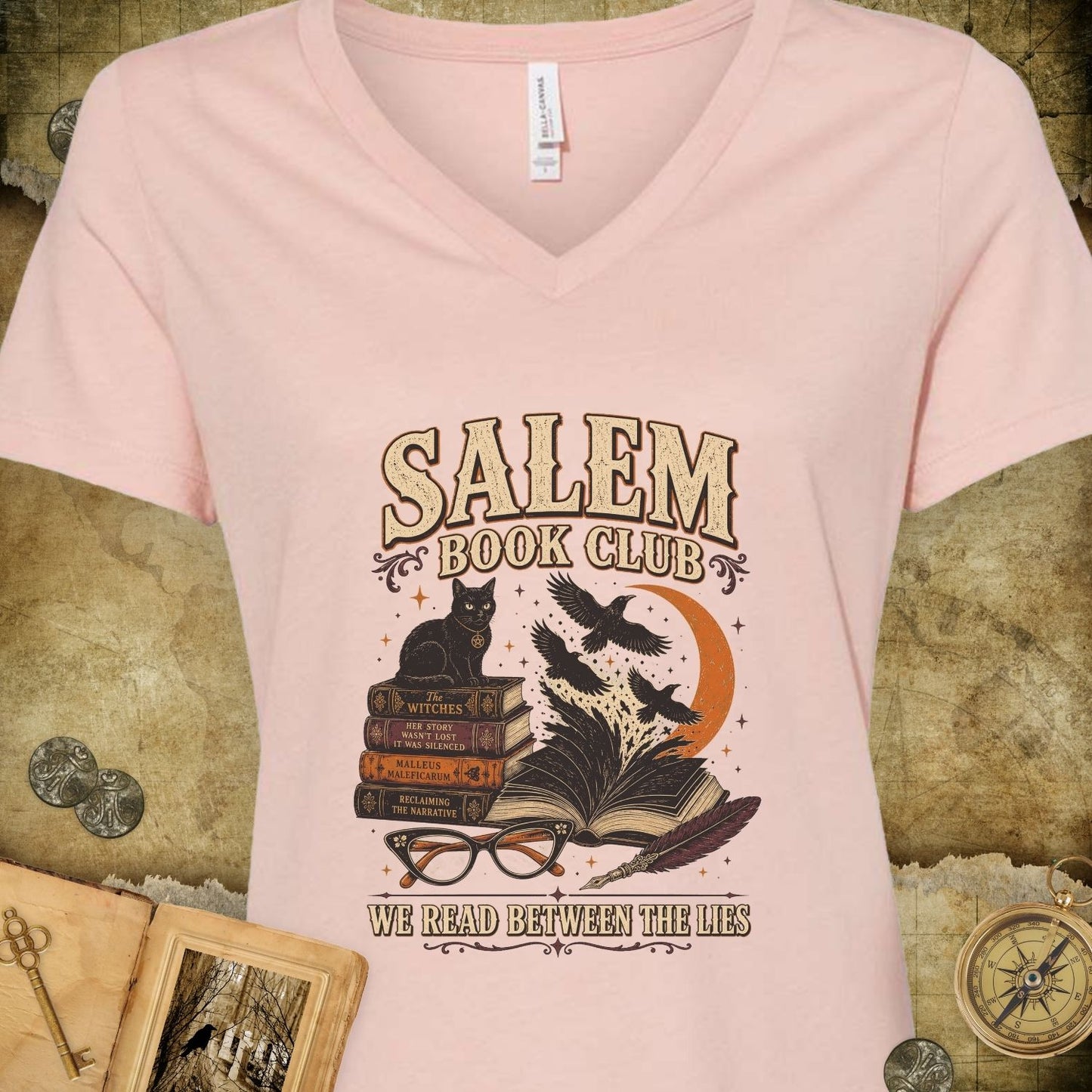 Salem Book Club V-Neck T-Shirt
