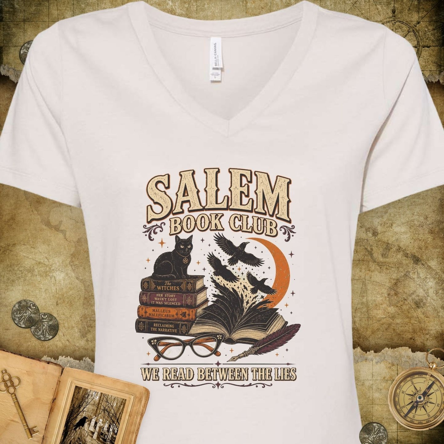 Salem Book Club V-Neck T-Shirt