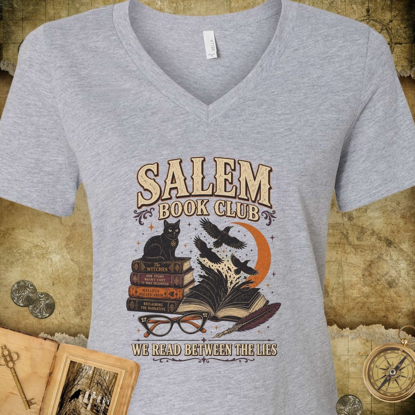 Salem Book Club V-Neck T-Shirt