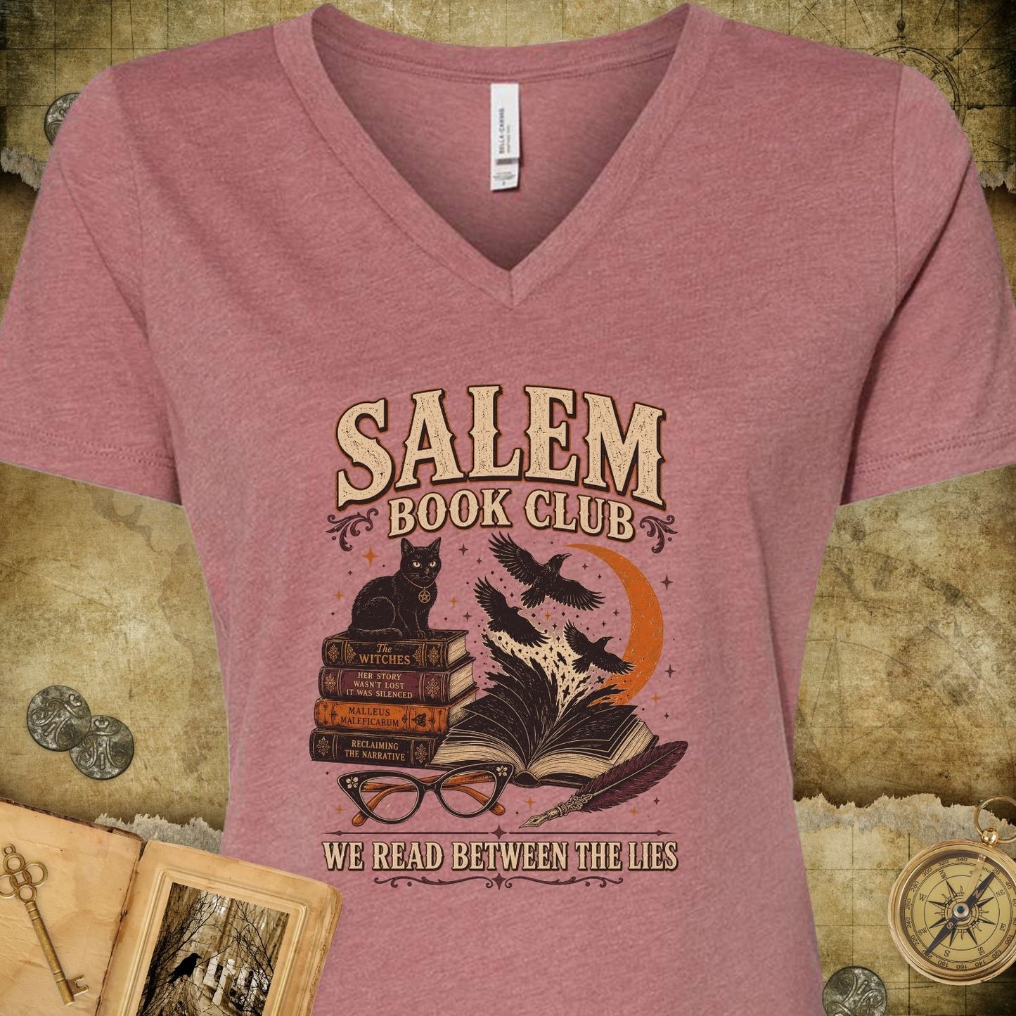 Salem Book Club V-Neck T-Shirt