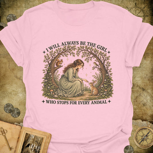 The Girl Who Stops For Animals T-Shirt
