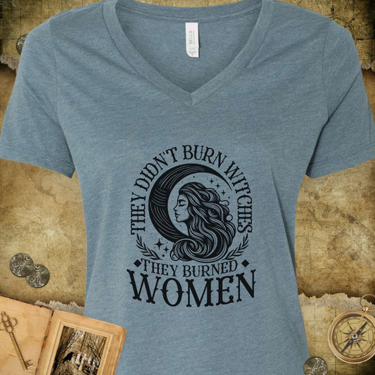 They Didn't Burn Witches V-Neck T-Shirt