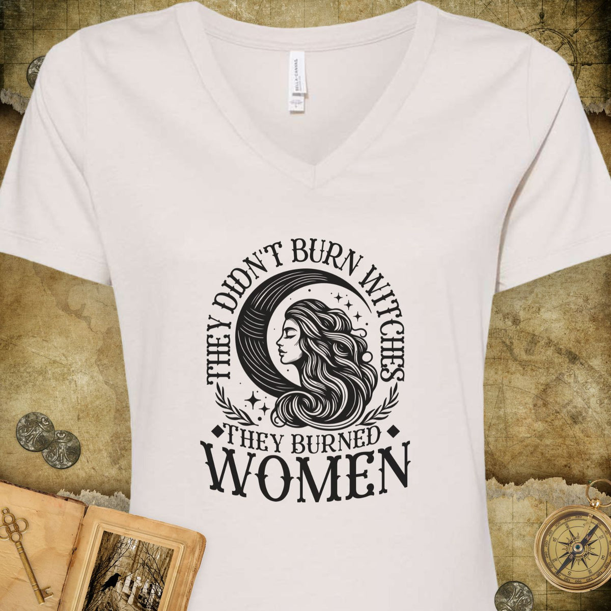 They Didn't Burn Witches V-Neck T-Shirt