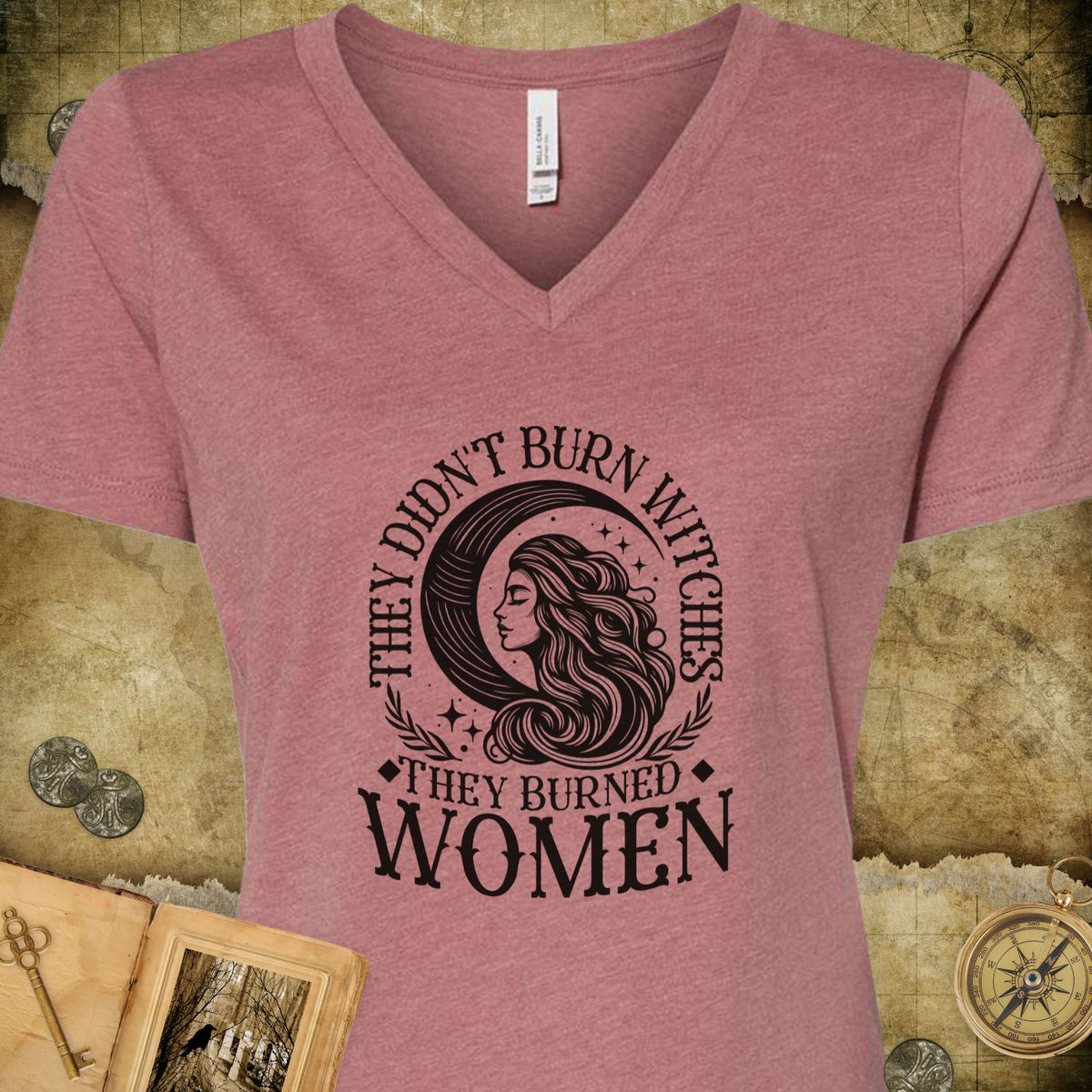 They Didn't Burn Witches V-Neck T-Shirt