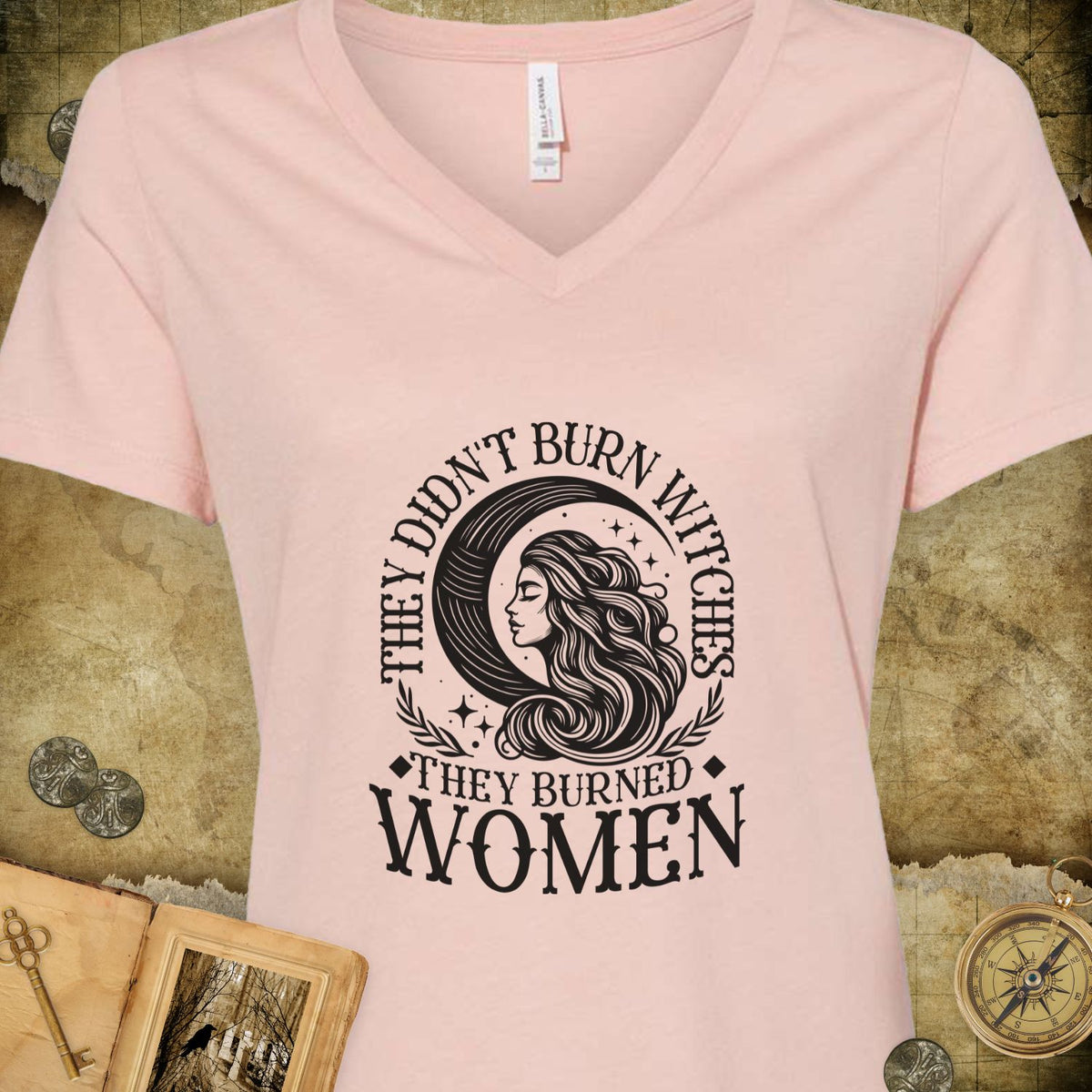 They Didn't Burn Witches V-Neck T-Shirt