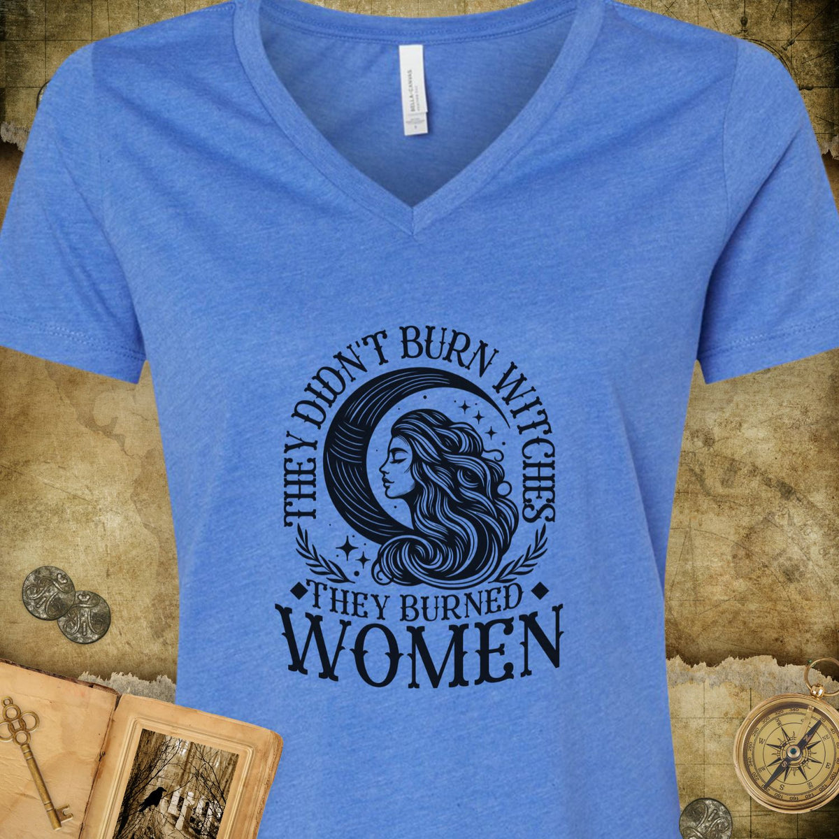 They Didn't Burn Witches V-Neck T-Shirt