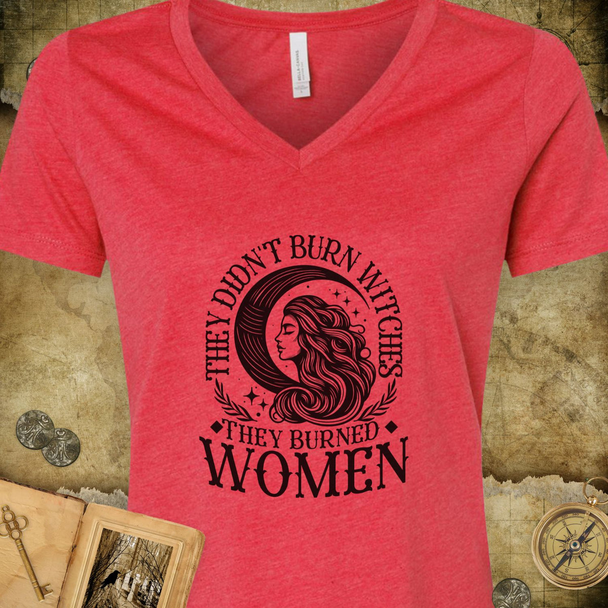 They Didn't Burn Witches V-Neck T-Shirt