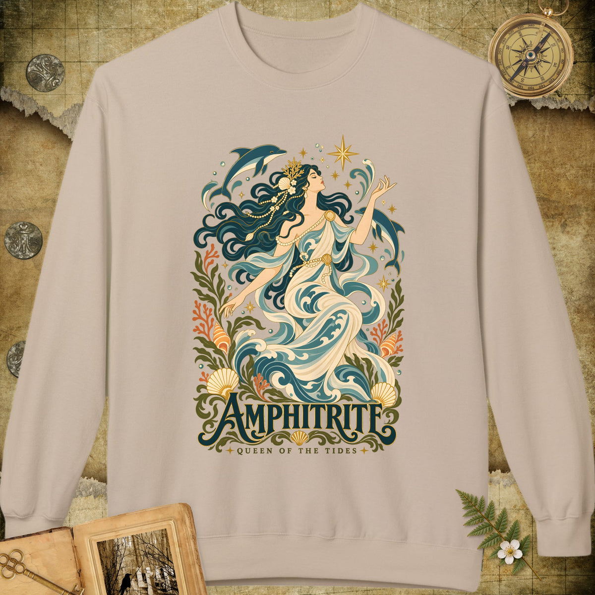 Amphitrite - Queen Of The Tides Sweatshirt - Sand