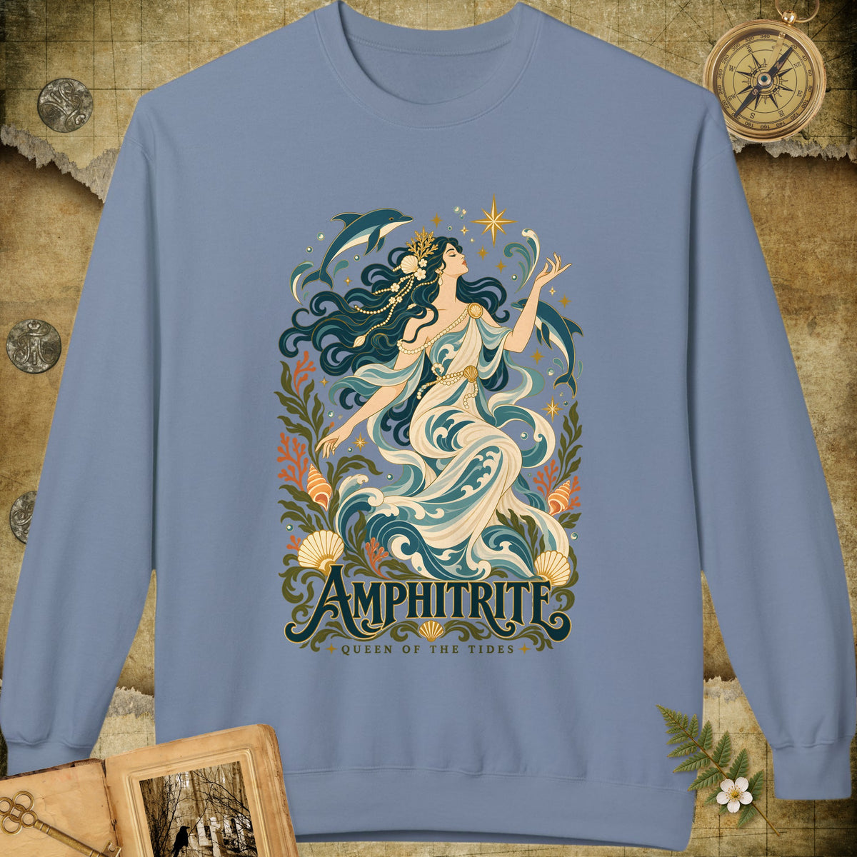 Amphitrite - Queen Of The Tides Sweatshirt - Stone Blue