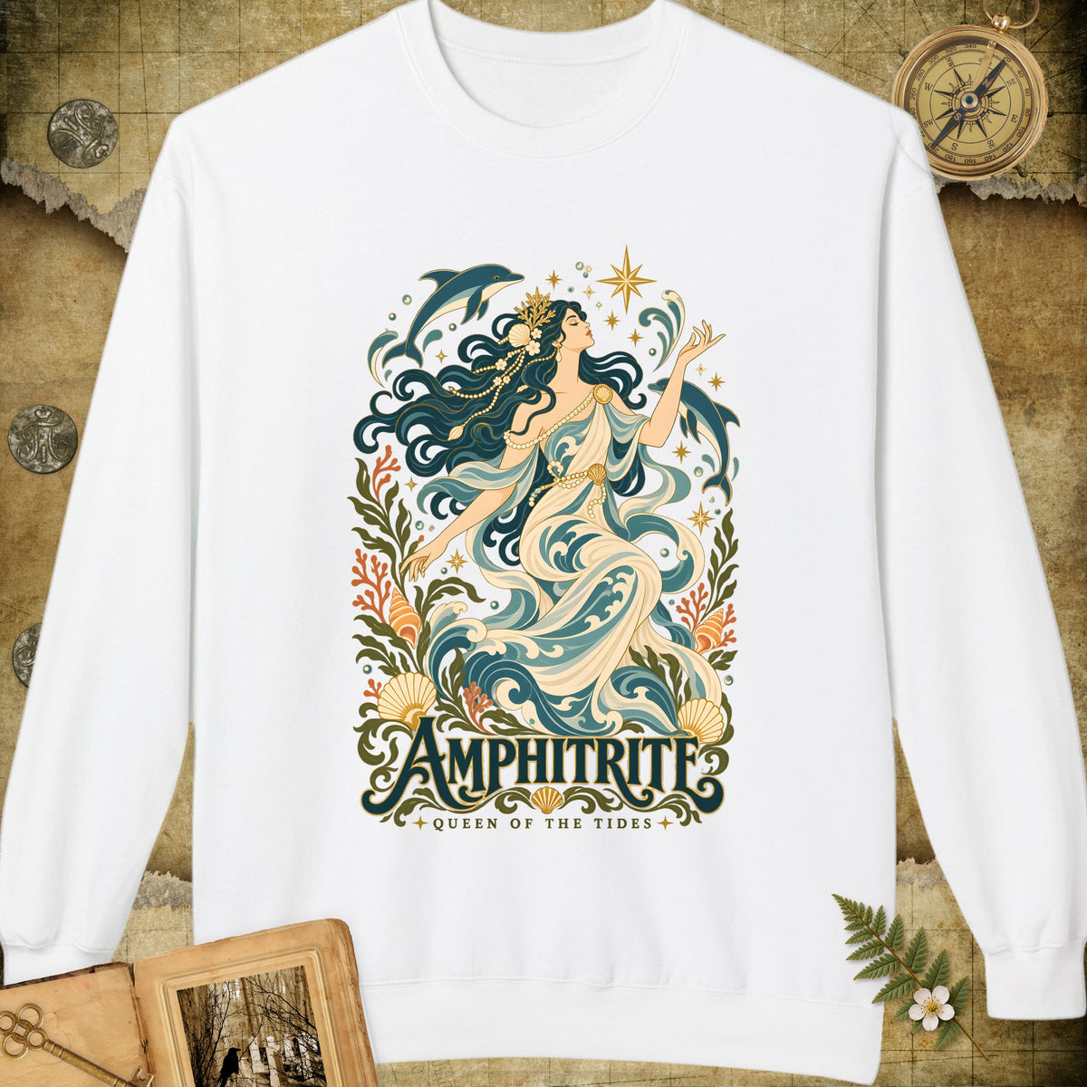 Amphitrite - Queen Of The Tides Sweatshirt - White