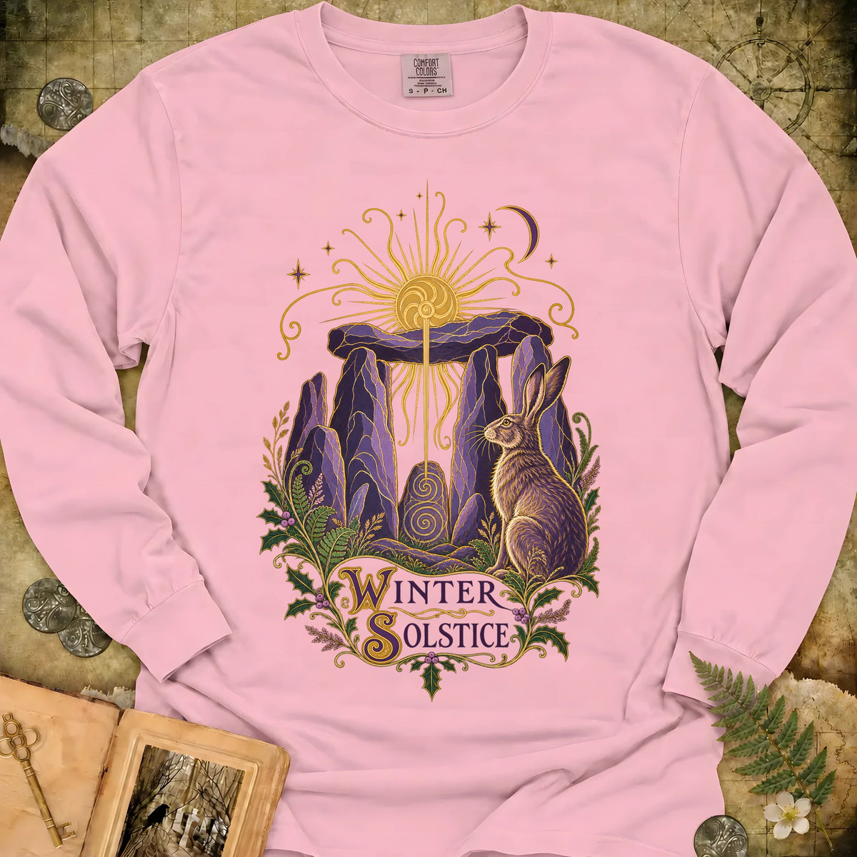Art Nouveau Winter Solstice Emblem Long Sleeve T-Shirt - Blossom