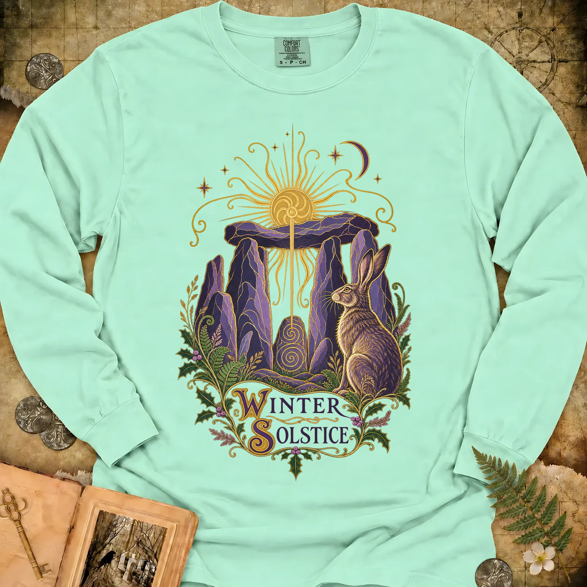 Art Nouveau Winter Solstice Emblem Long Sleeve T-Shirt - Island Reef