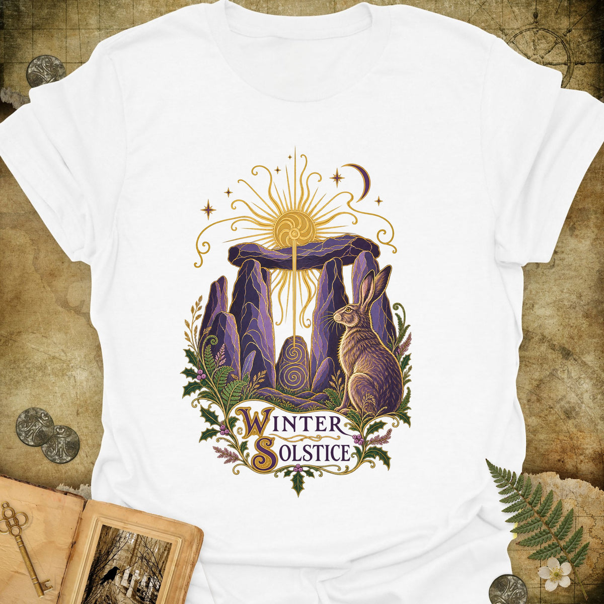 Art Nouveau Winter Solstice Emblem T-Shirt - White