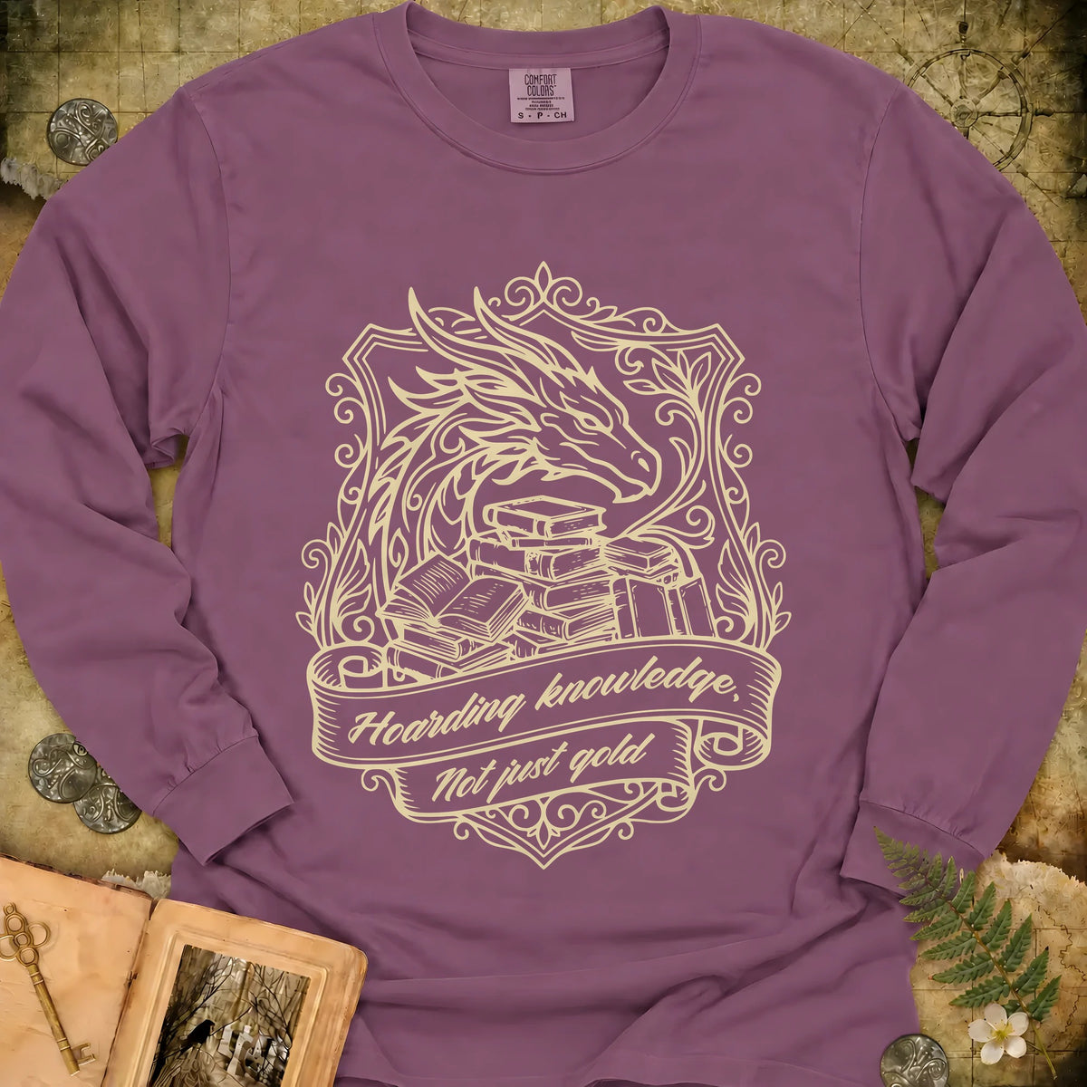Book Dragon Long Sleeve T-Shirt - Berry