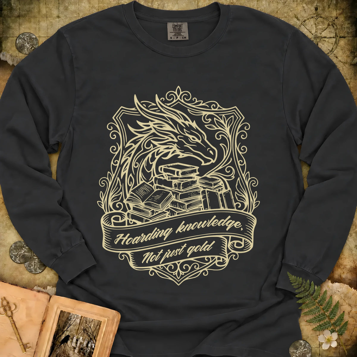 Book Dragon Long Sleeve T-Shirt - Black