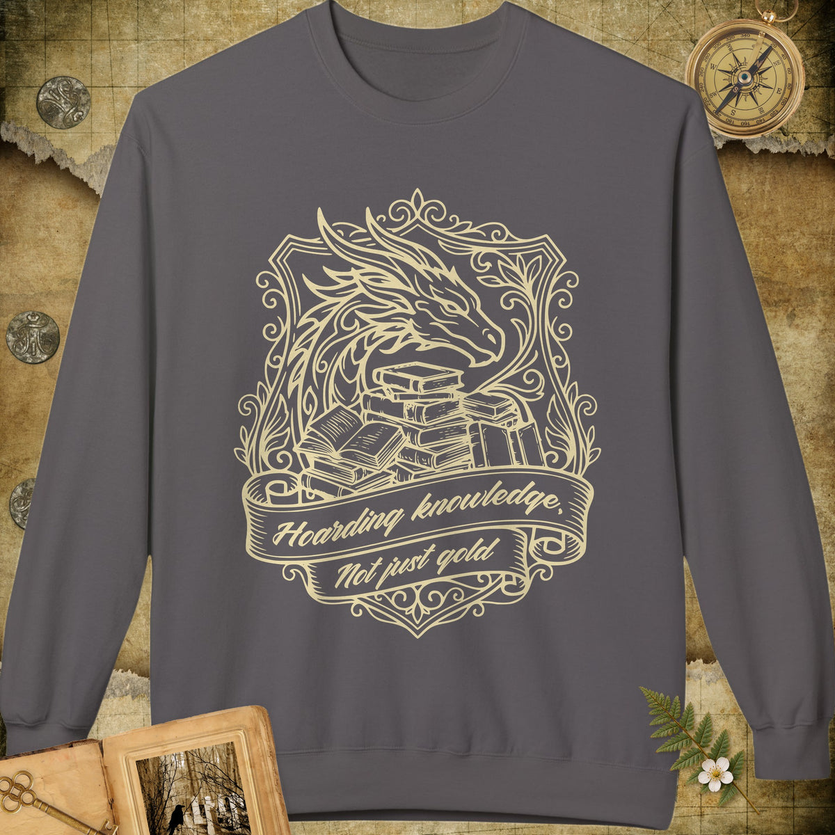 Book Dragon Sweatshirt - Charcoal