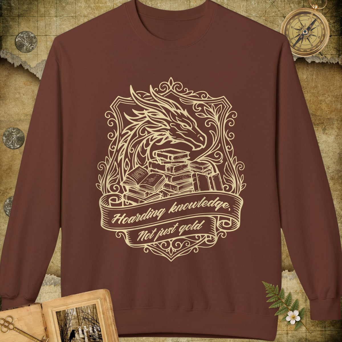Book Dragon Sweatshirt - Cocoa