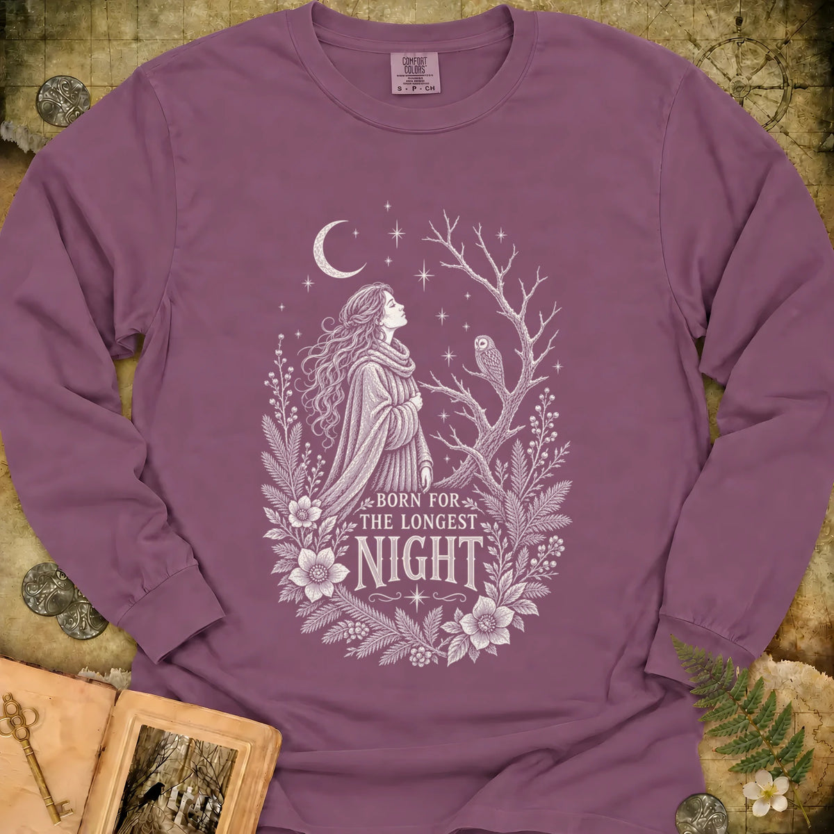 Born For The Longest Night Long Sleeve T-Shirt - Berry