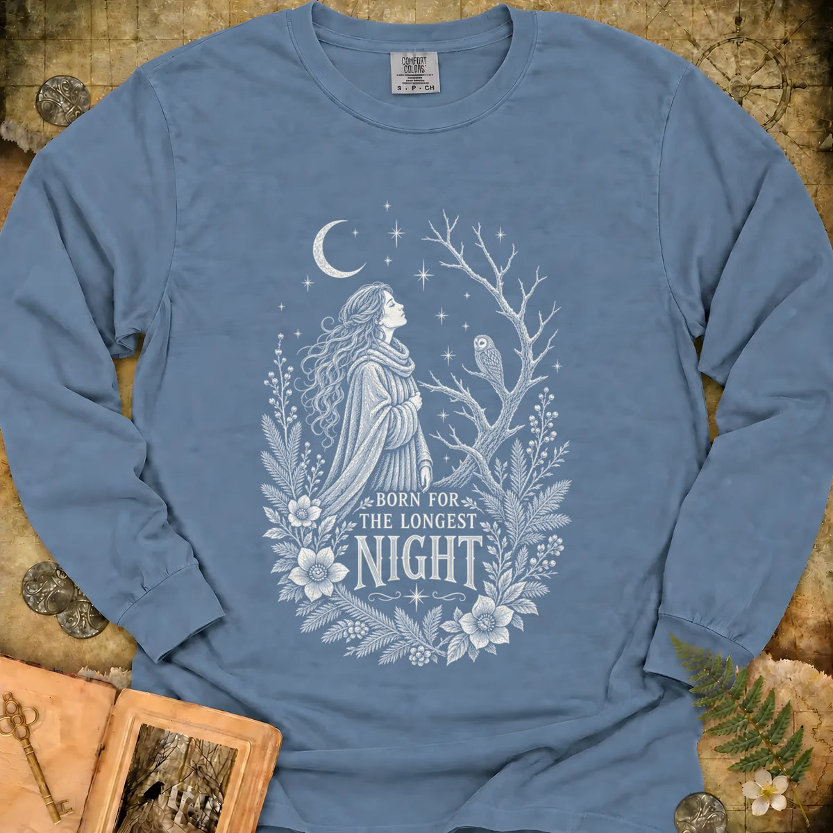 Born For The Longest Night Long Sleeve T-Shirt - Blue Jean