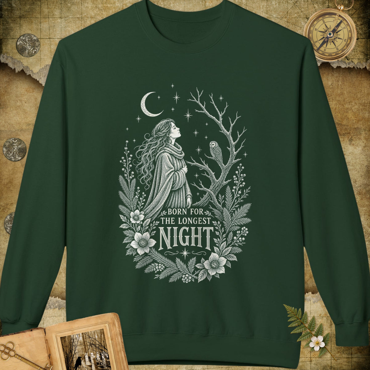 Born For The Longest Night Sweatshirt - Forest Green