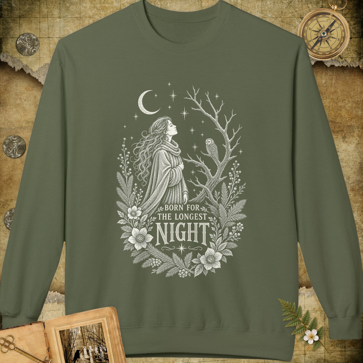Born For The Longest Night Sweatshirt - Military Green
