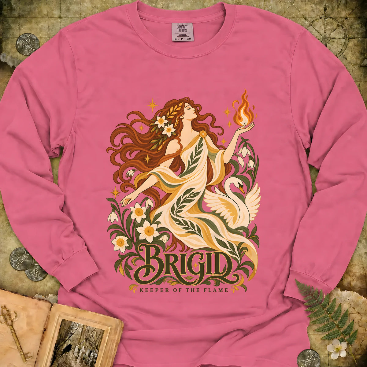 Brigid - Keeper Of The Flame Long Sleeve T-Shirt - Crunchberry