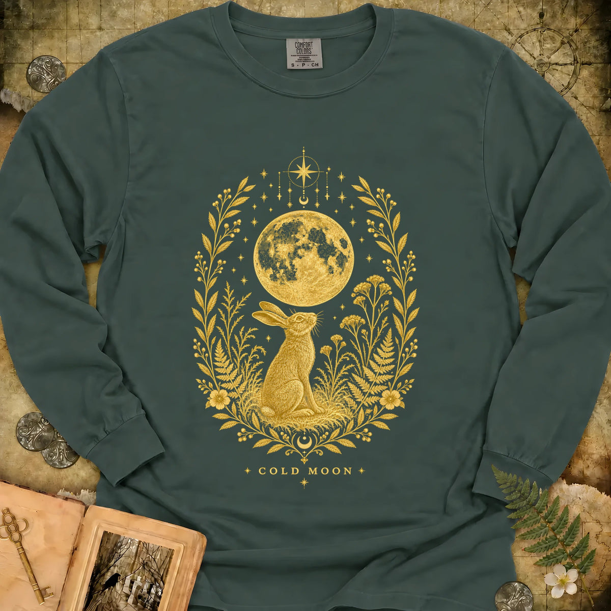 Cold Moon Long Sleeve T-Shirt - Blue Spruce