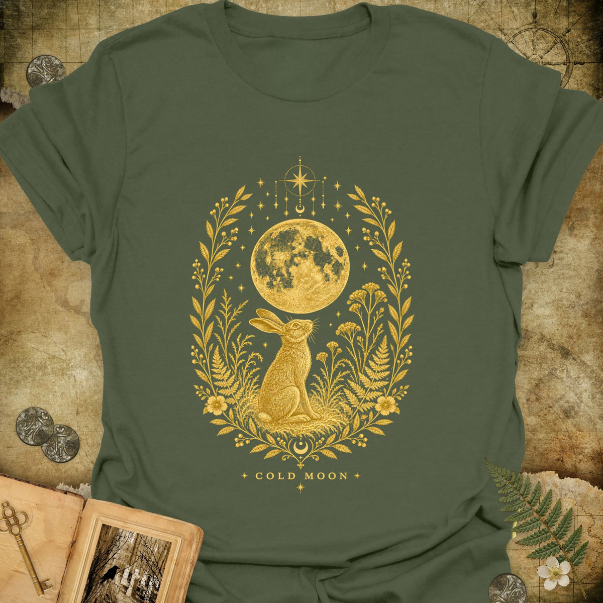 Cold Moon T-Shirt - Military Green