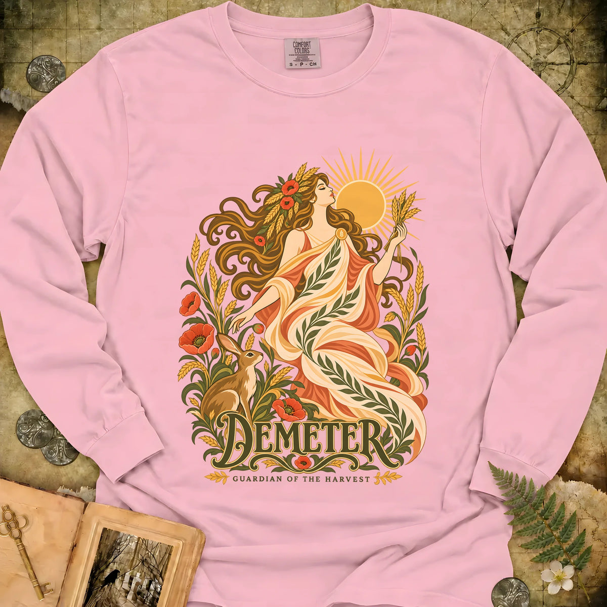 Demeter - Guardian Of The Harvest Long Sleeve T-Shirt - Blossom