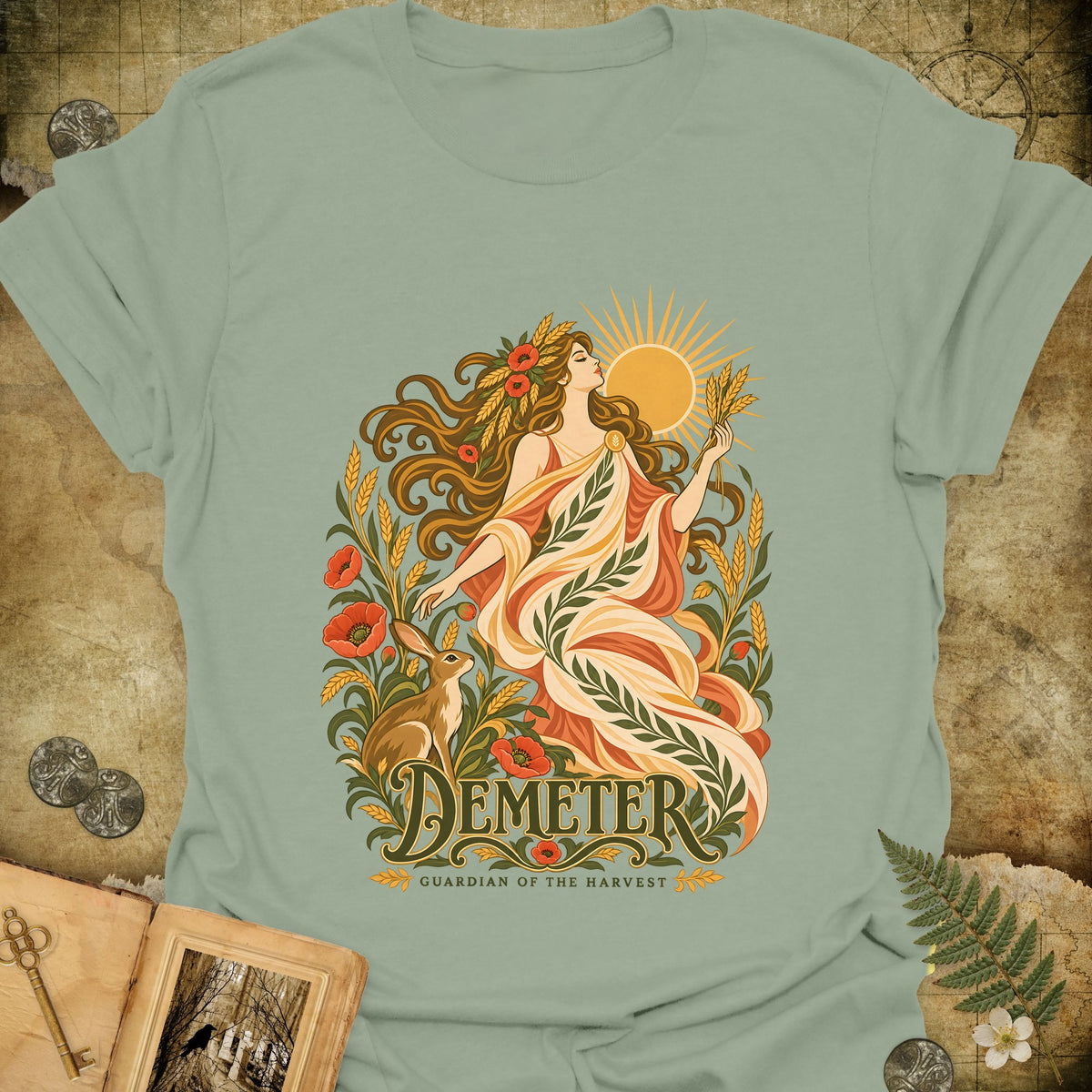 Demeter - Guardian Of The Harvest T-Shirt - Sage