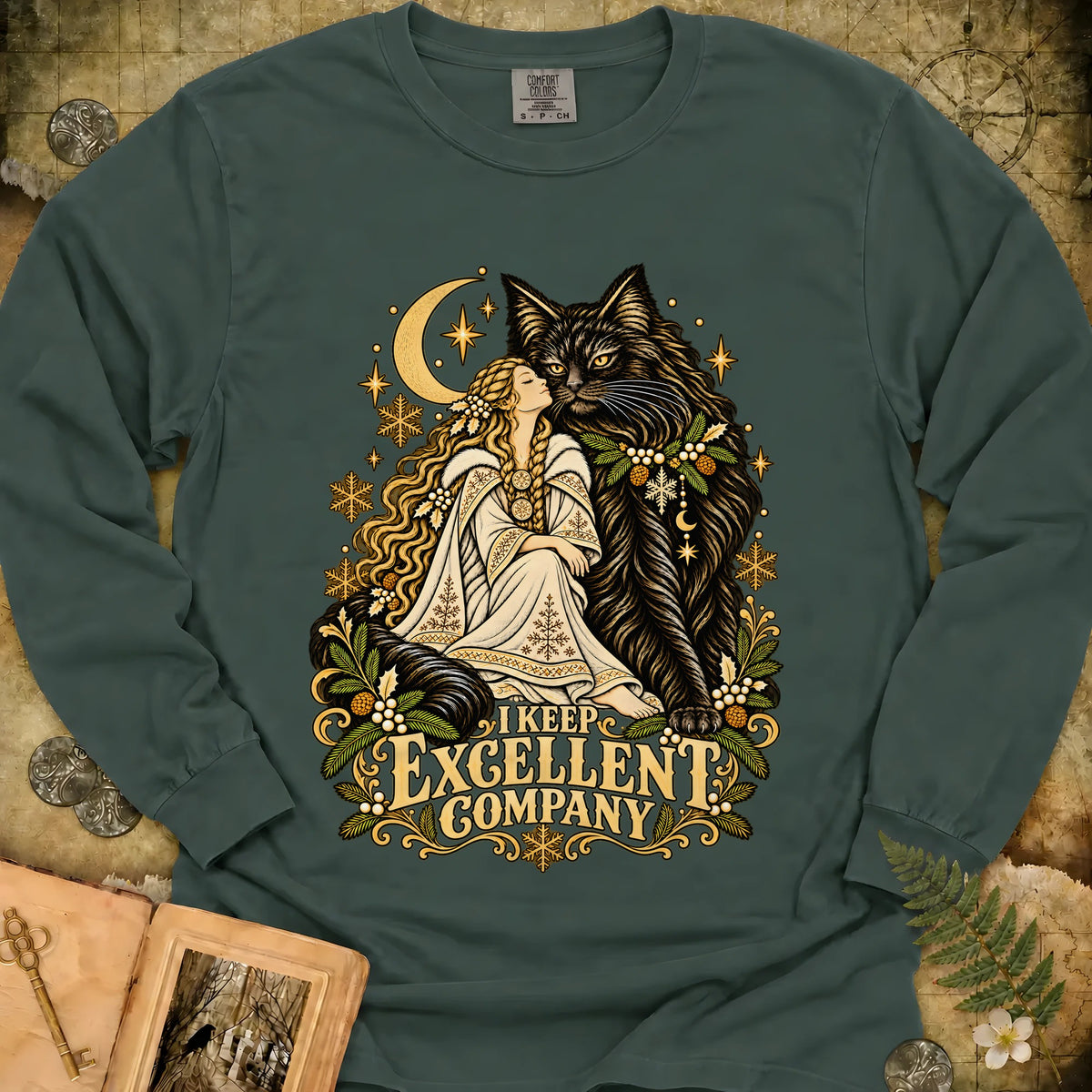I Keep Excellent Company Long Sleeve T-Shirt - Blue Spruce