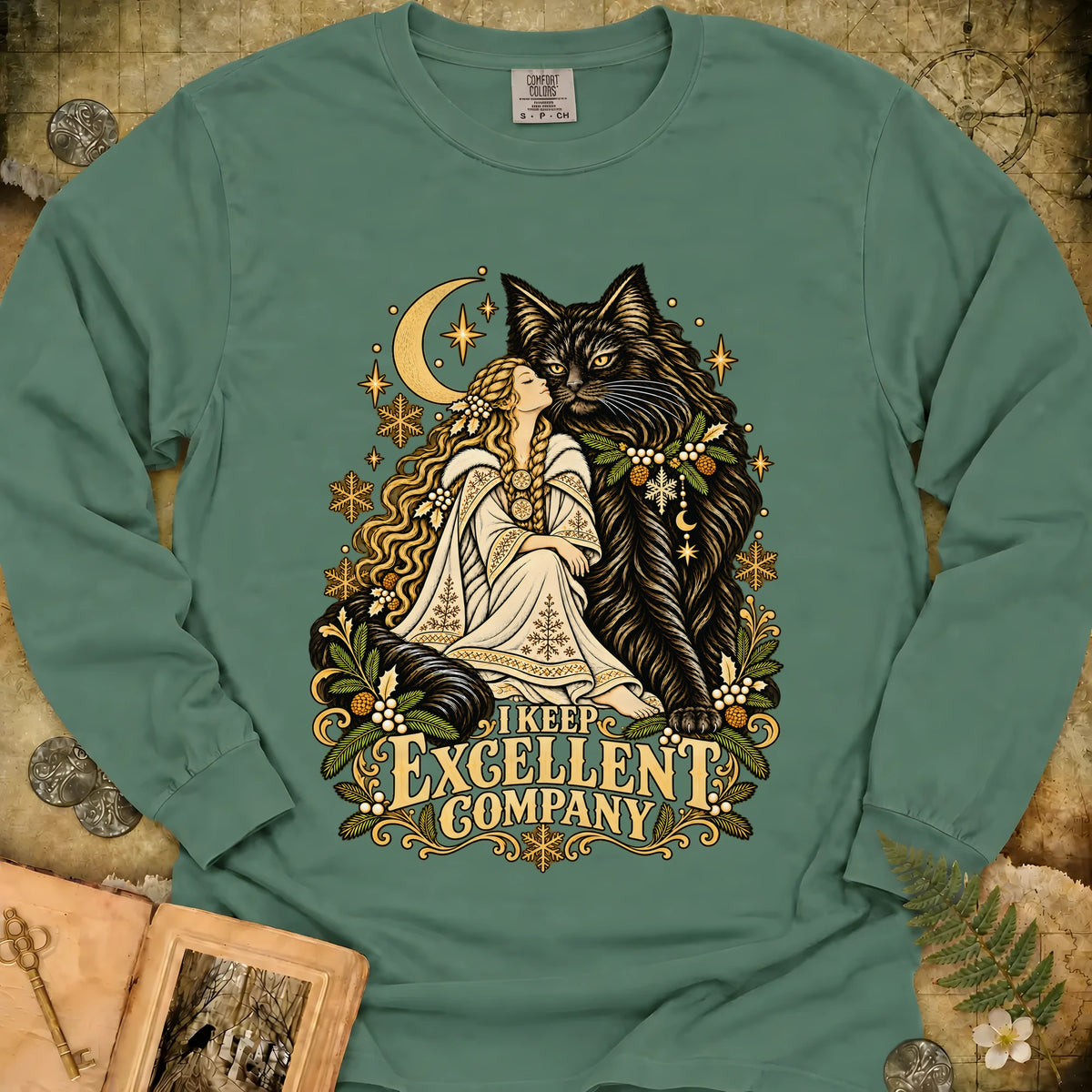 I Keep Excellent Company Long Sleeve T-Shirt - Light Green