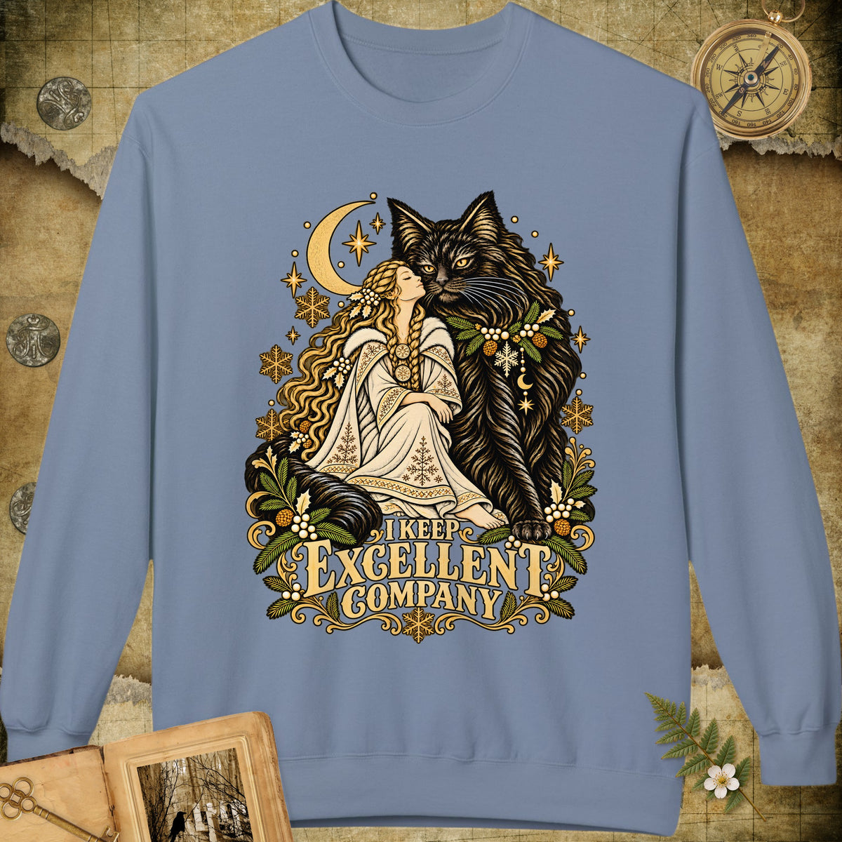 I Keep Excellent Company Sweatshirt - Stone Blue