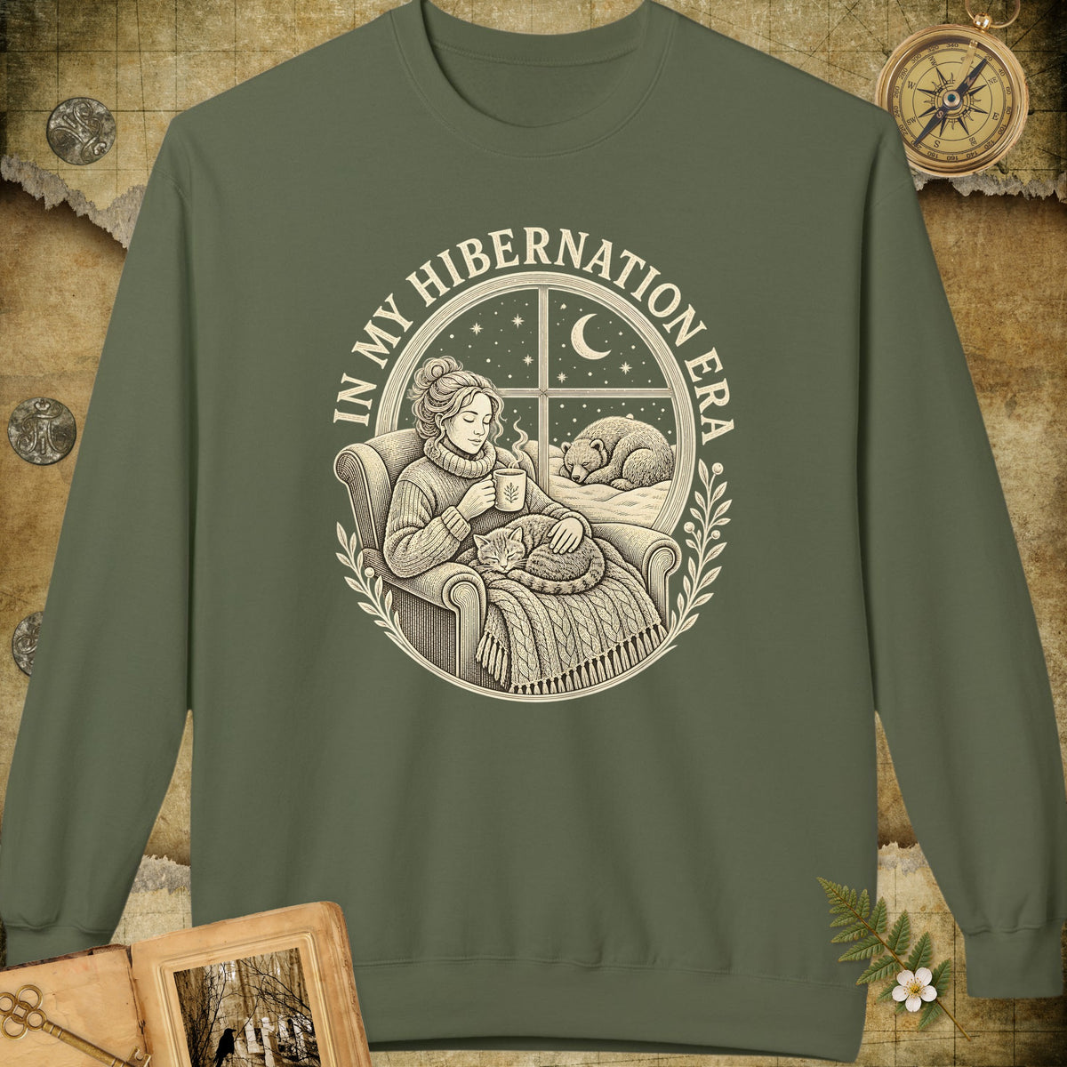 In My Hibernation Era Sweatshirt - Military Green