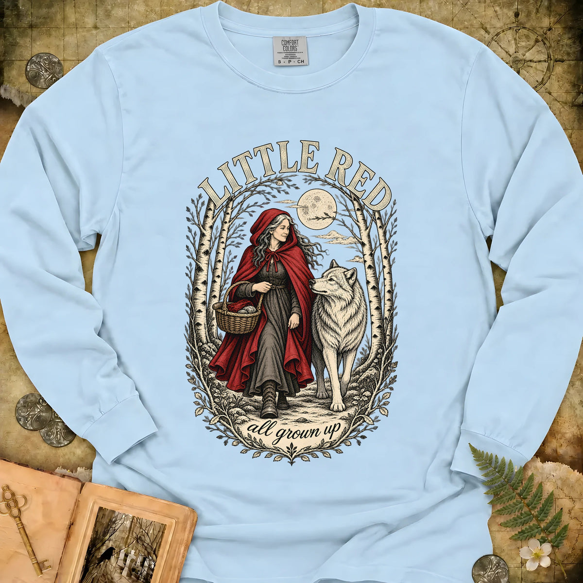 Little Red All Grown Up Long Sleeve T-Shirt - Chambray