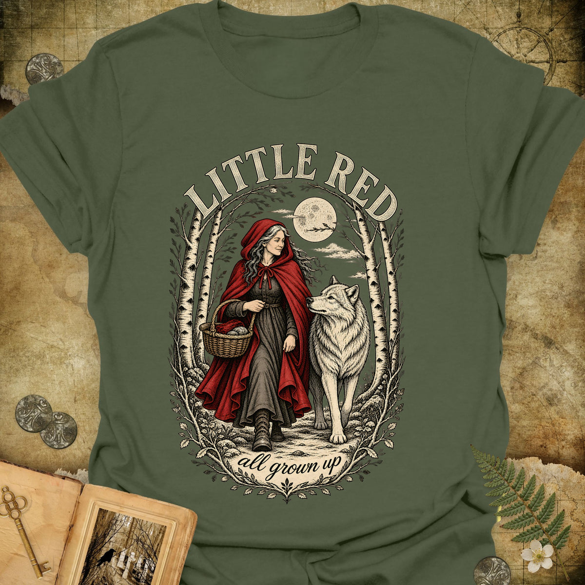 Little Red All Grown Up T-Shirt - Military Green