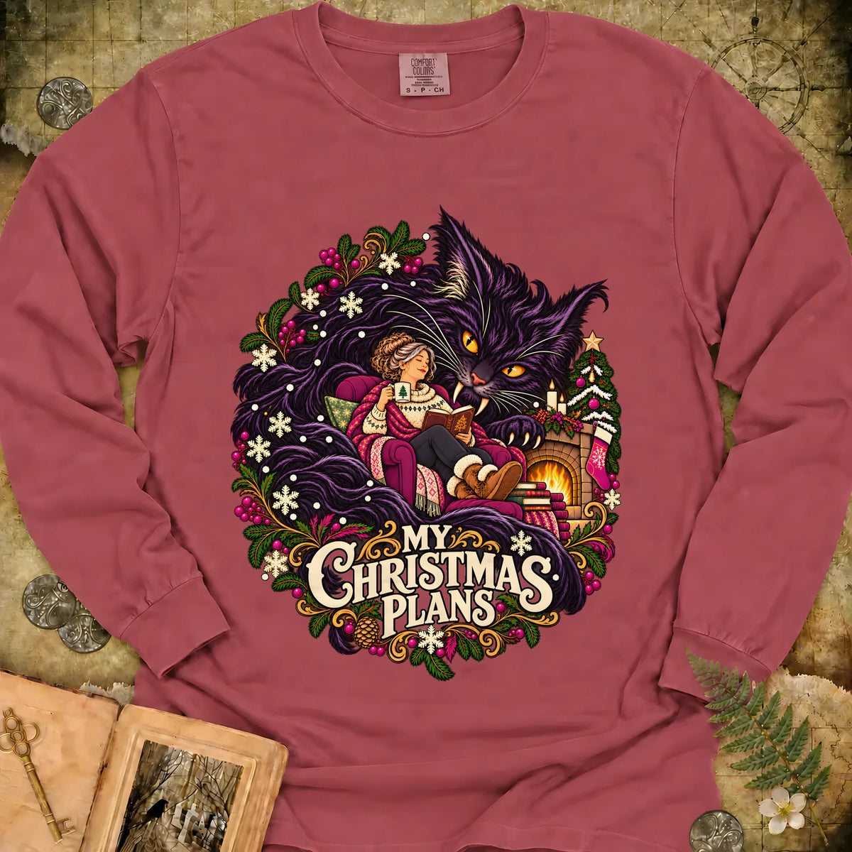 My Christmas Plans Long Sleeve T-Shirt - Brick