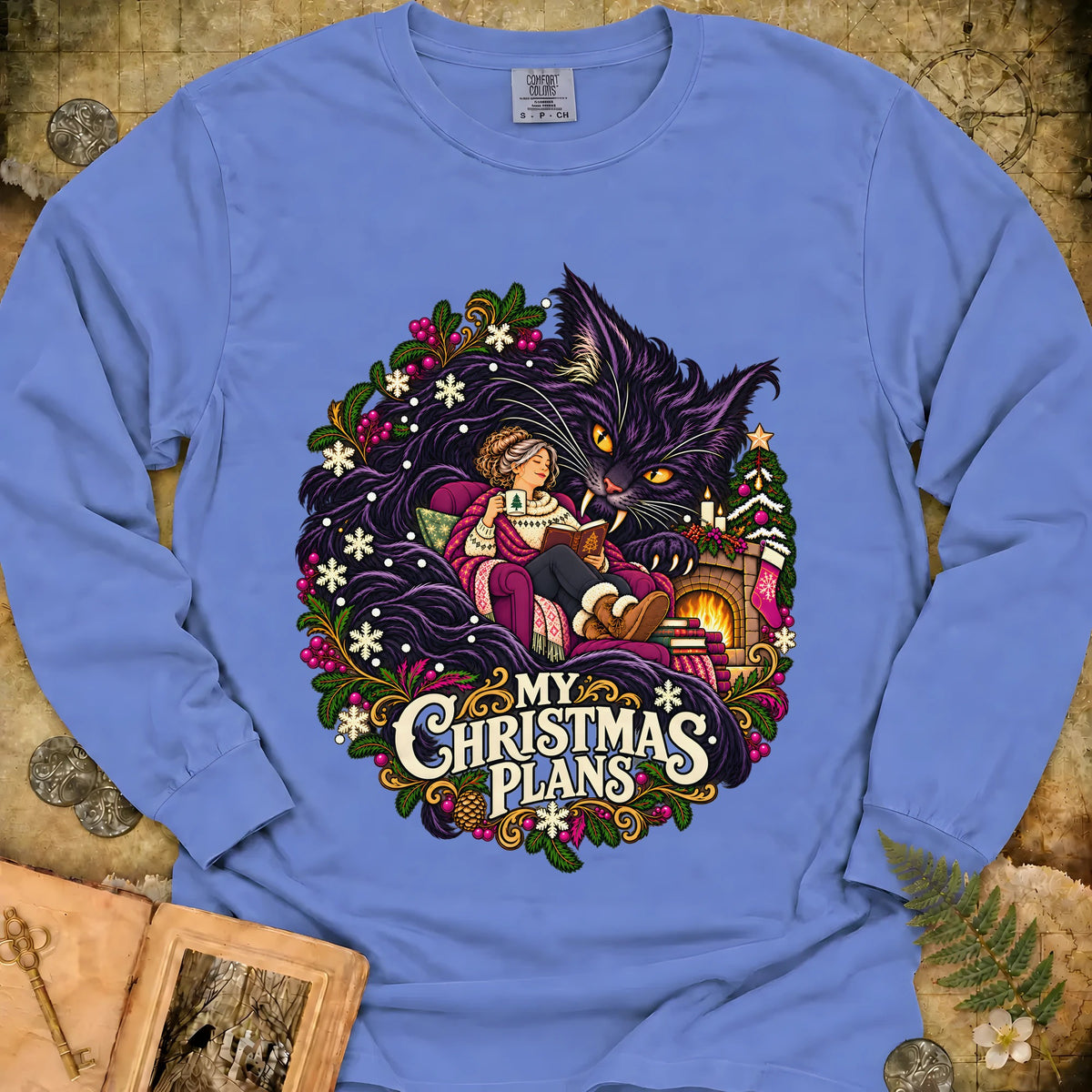 My Christmas Plans Long Sleeve T-Shirt - Flo Blue