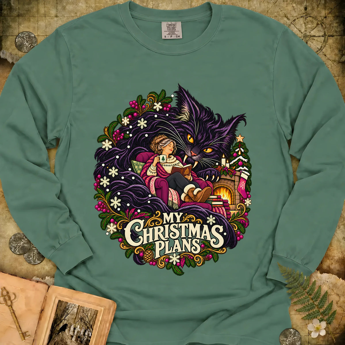 My Christmas Plans Long Sleeve T-Shirt - Light Green