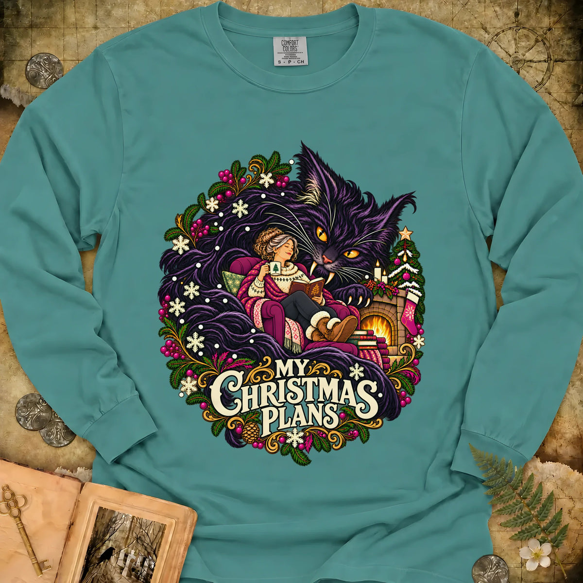 My Christmas Plans Long Sleeve T-Shirt - Seafoam