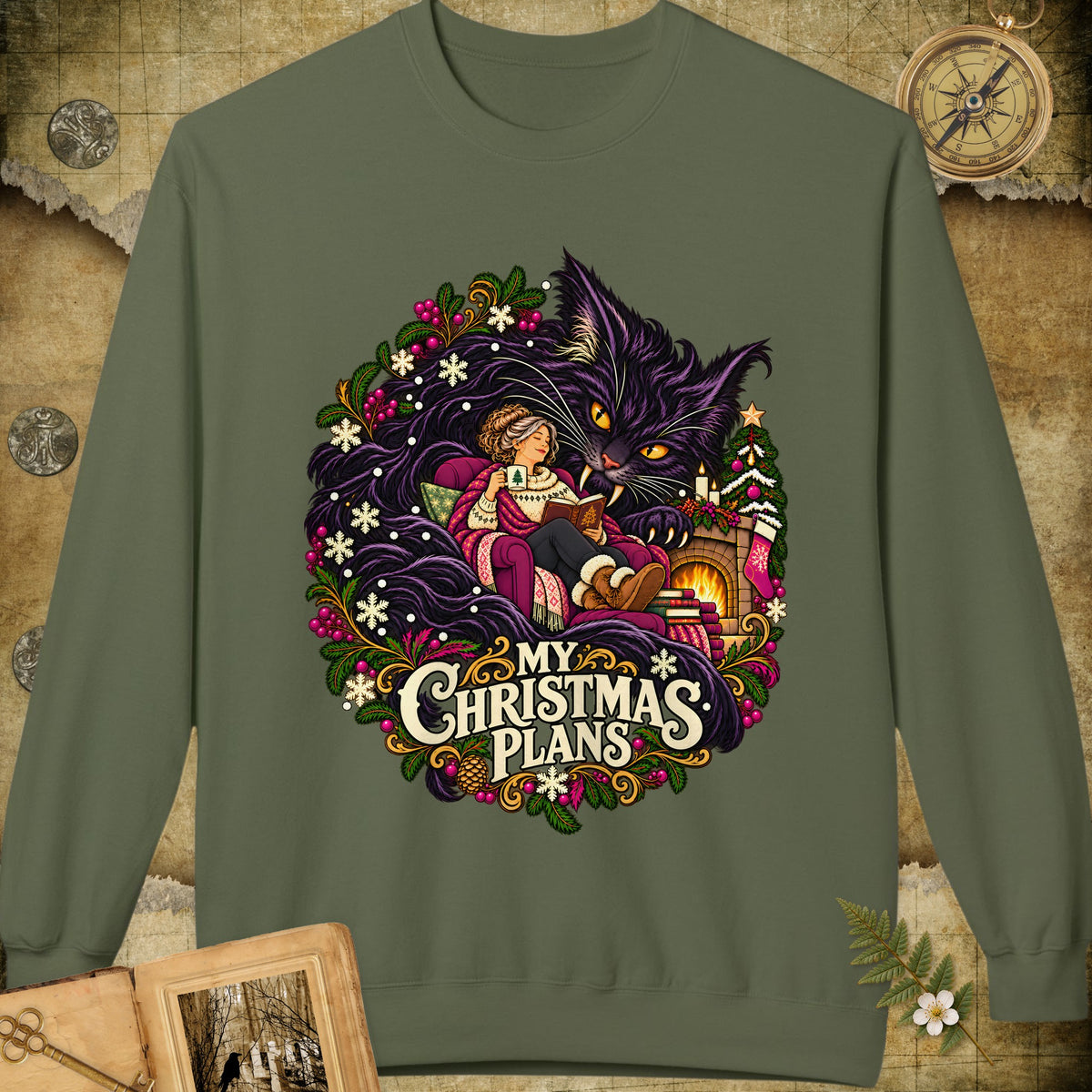 My Christmas Plans Sweatshirt - Military Green