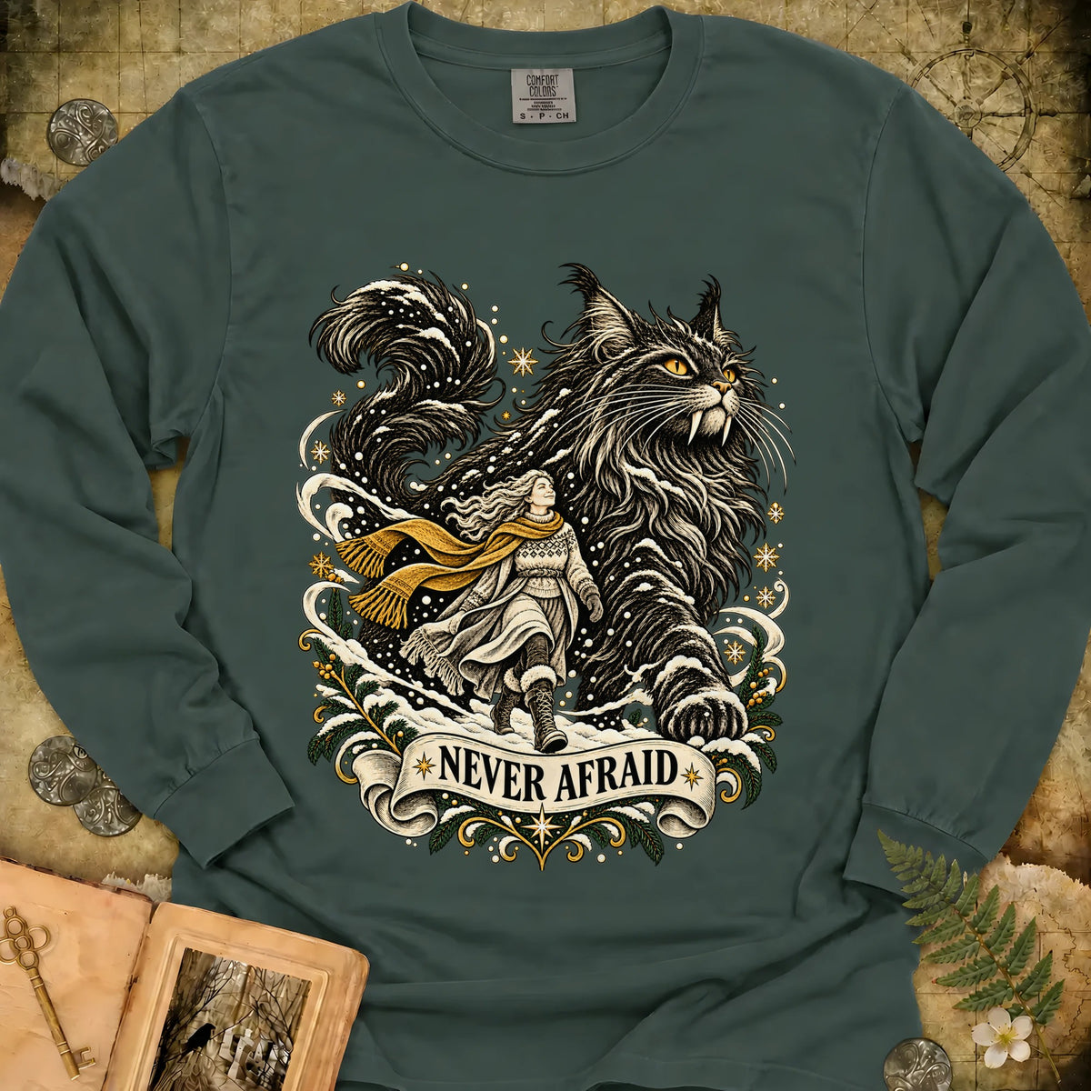 Never Afraid Long Sleeve T-Shirt - Blue Spruce